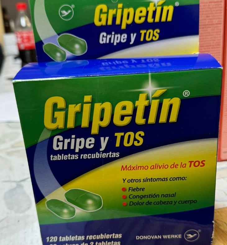 Gripetin,  gripa y tos, 60 sobres x 2 cápsulas