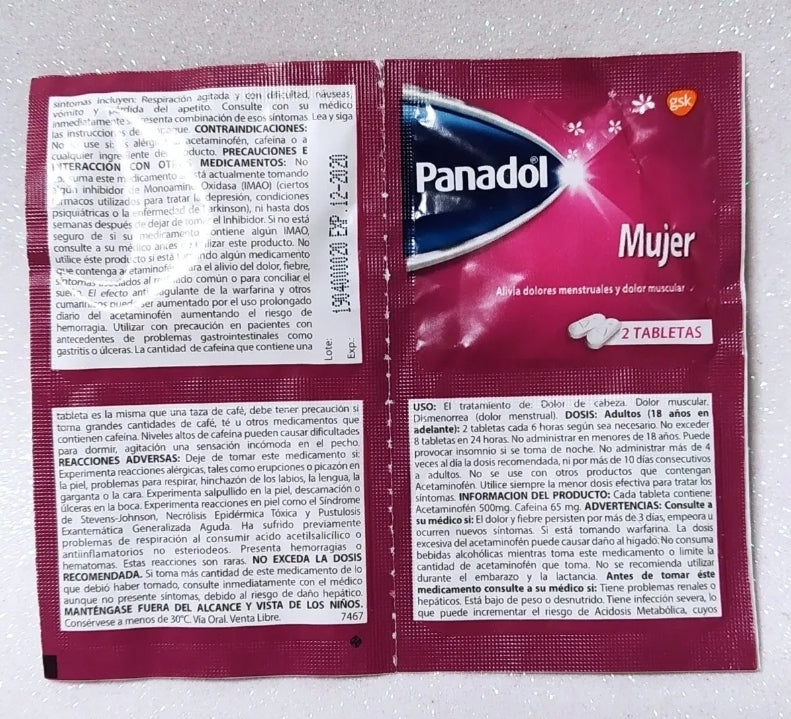 Panadol mujer display, 52 tablets para colicos menstrual