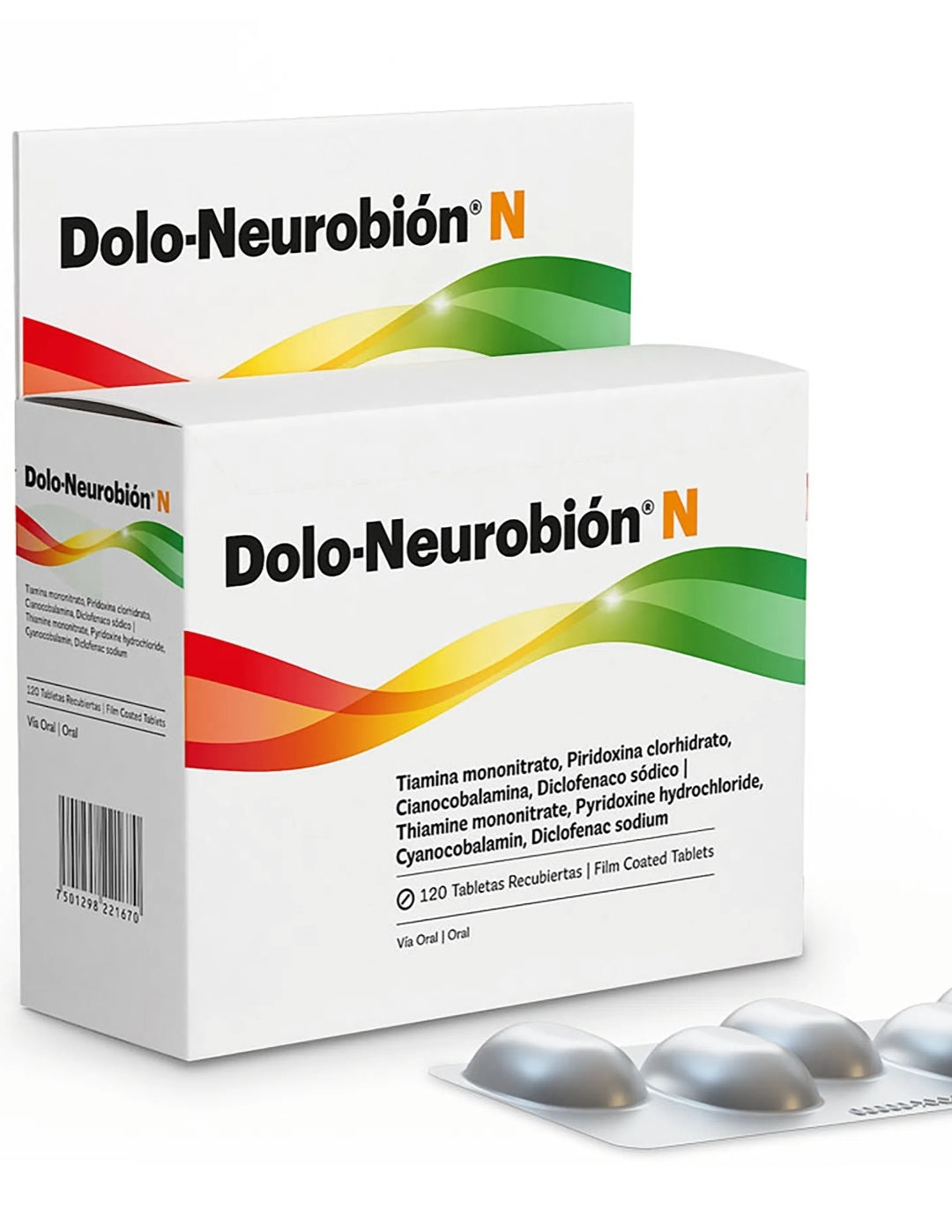Doloneurobion display, 120 pastillas , vitaminas con diclofeco para dolor . Complejo b