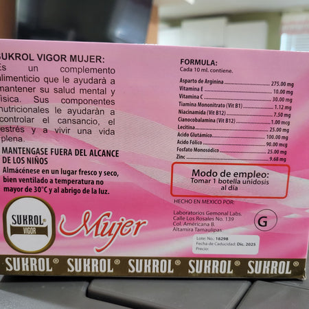 Sukrol mujer 10 microbotellas 15ml