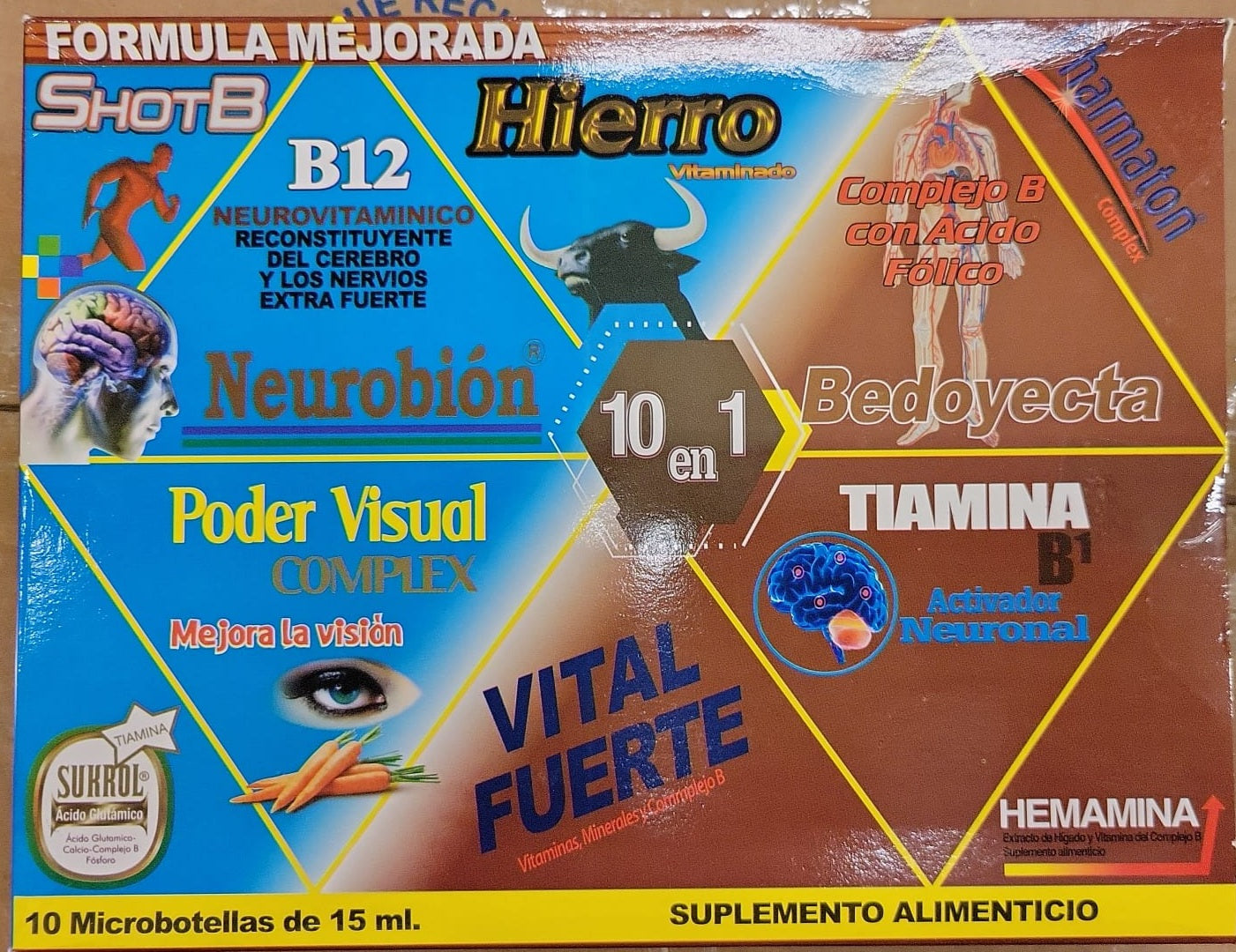 Vitaminas 10 en 1, 10 microbotellas 15ml