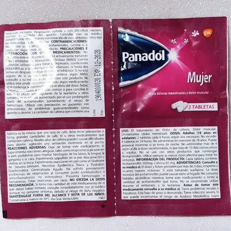 Panadol mujer display, 52 tablets para colicos menstrual