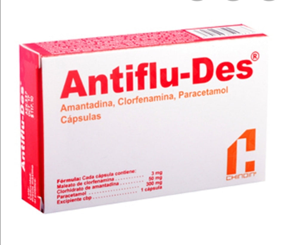 Anti flu adulto 24 capsulas, gripa, dolor y fiebre