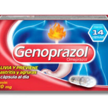 Genoprazol 14 capsulas, gastritis, reflujo
