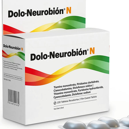 Doloneurobion display, 120 pastillas , vitaminas con diclofeco para dolor . Complejo b